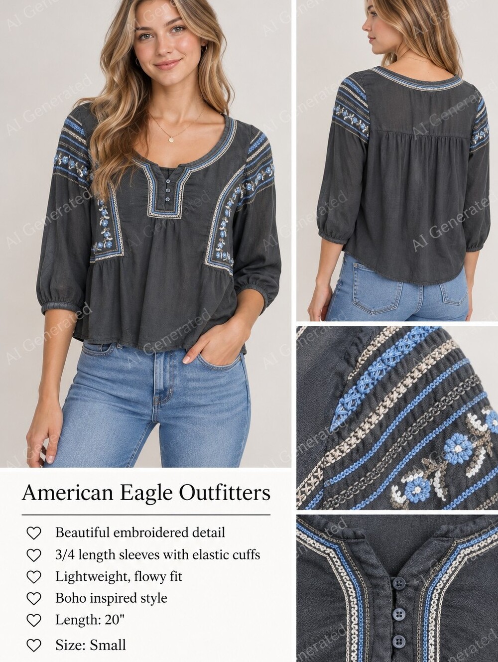 American Eagle Outfitters Peasant Top